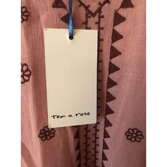 NWT Tea & Rose Size Large Midi Maxi Dress Embroidered Boho Dusty Rose - Picture 4 of 6